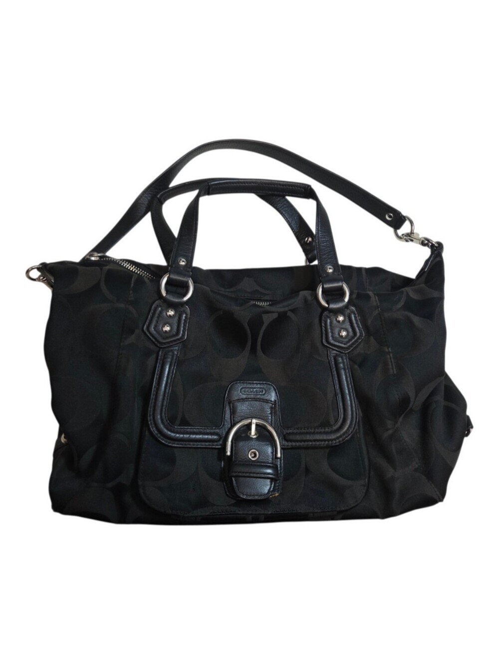 Coach Campbell Signature Satchel Black Jacquard Crossbody Bag F25292